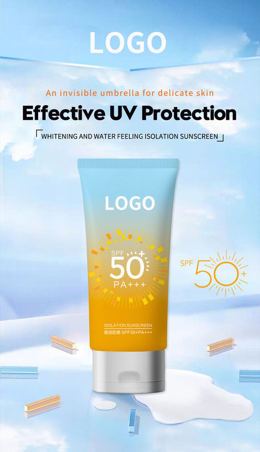 Isolations-Sonnenschutzmittel, Anti-UV-Ultraviolett, 50-facher Lichtschutzfaktor +++, nationales Make-up-Sonderzertifikat, vier Jahreszeiten, kundenspezifische Verarbeitung von Sonnenschutzmitteln