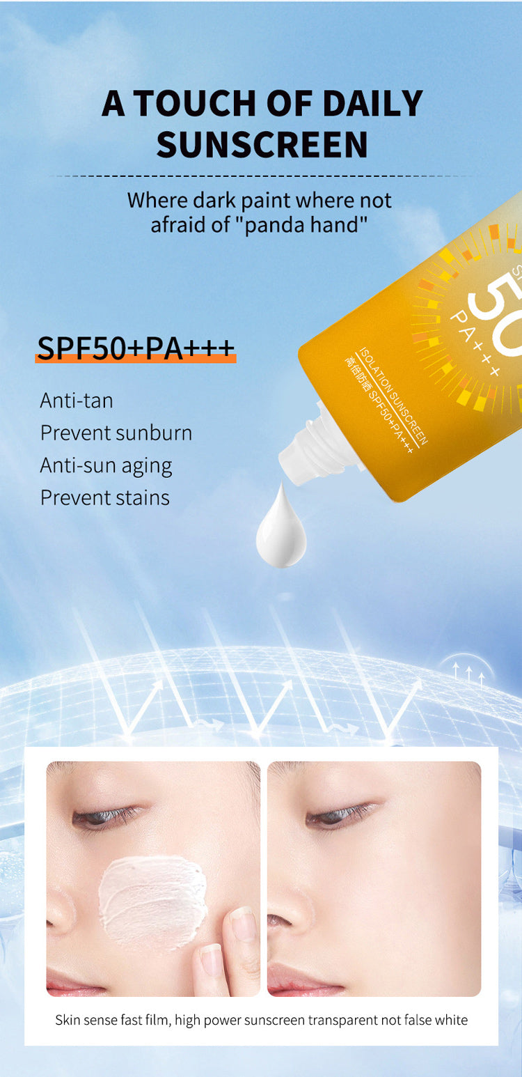 Isolamento protetor solar anti-UV ultravioleta 50 vezes SPF +++ certificado especial de maquiagem nacional quatro estações protetor solar processamento personalizado